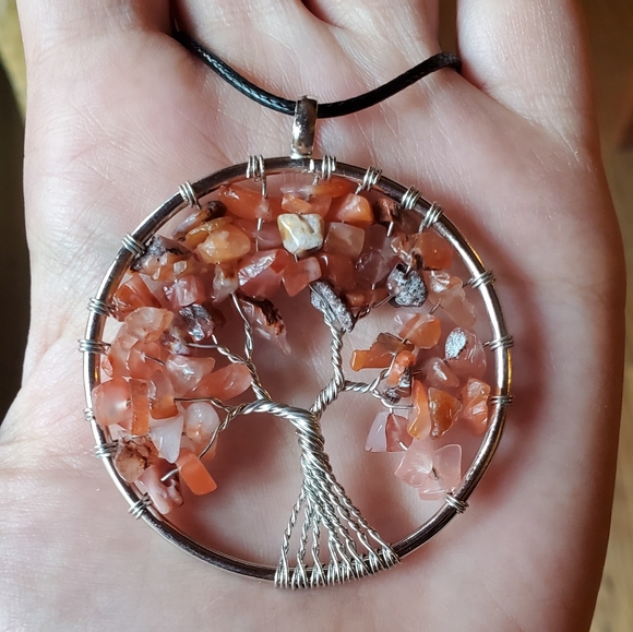 NWOT Tiger Eye Silver Tree of Life Necklace - Picture 5 of 7